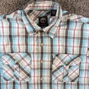 Timberland Plaid Button down Shirt medium casual western office outdoor mens